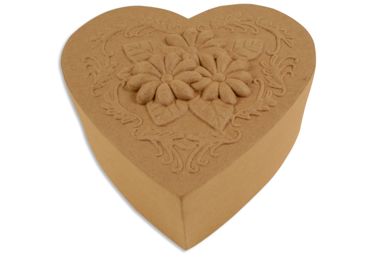 Boîte Coeur Avec Bouquet De Fleurs En Relief En Carton