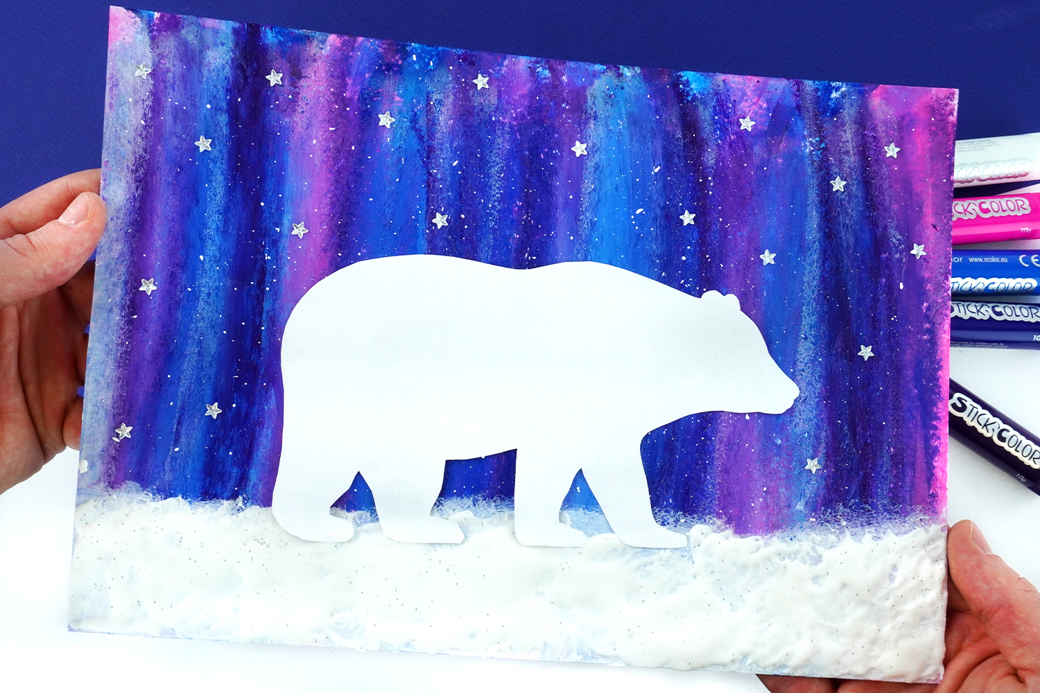 Yvan l'ours blanc et les aurores boréales - Tutos Hiver - 10 Doigts