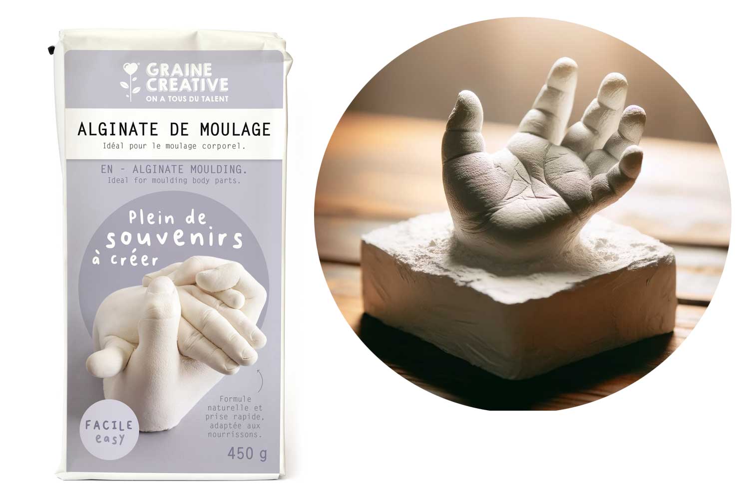 450 gramme alginate pour moule moulage empreinte pied main pour adulte papa  maman ou bébé a52 - Un grand marché