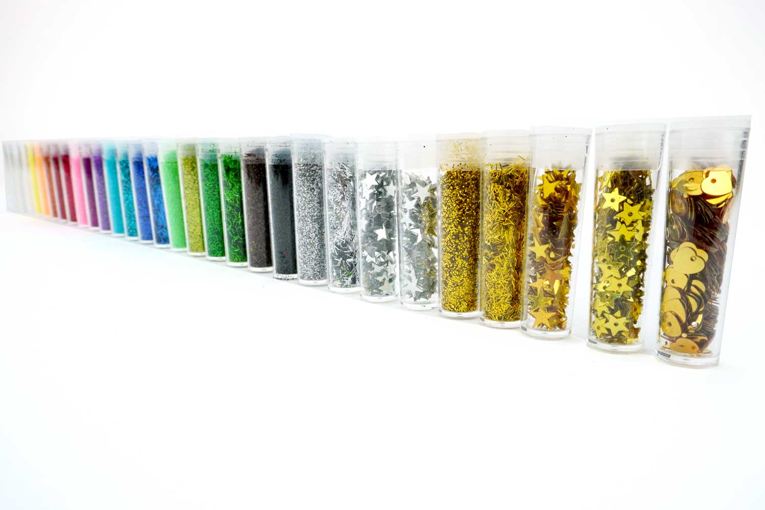 Set de 10 tubes de Poudres paillettes glitter avec colle pour décoration  sur verre, plastique et