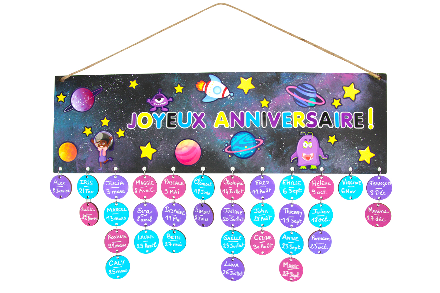 Calendrier d'anniversaire A5 - calendrier joyeux avec classeur à anneaux  pour tous les