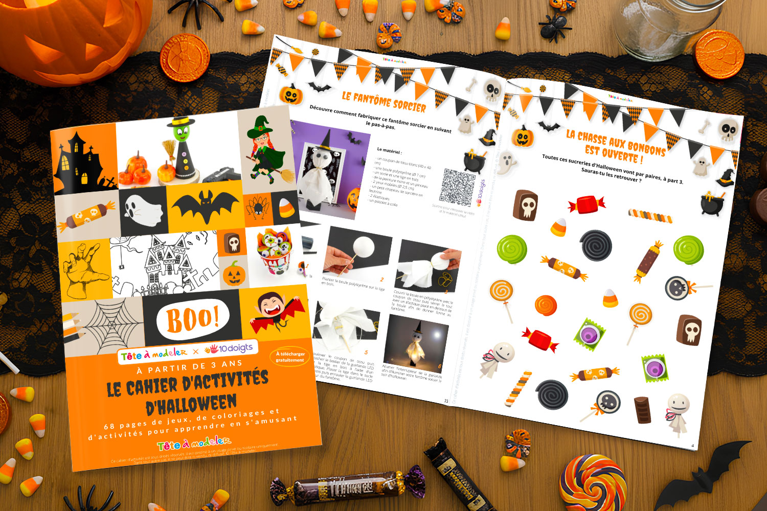 Carnet d'activités d'Halloween conçu avec Tête à modeler