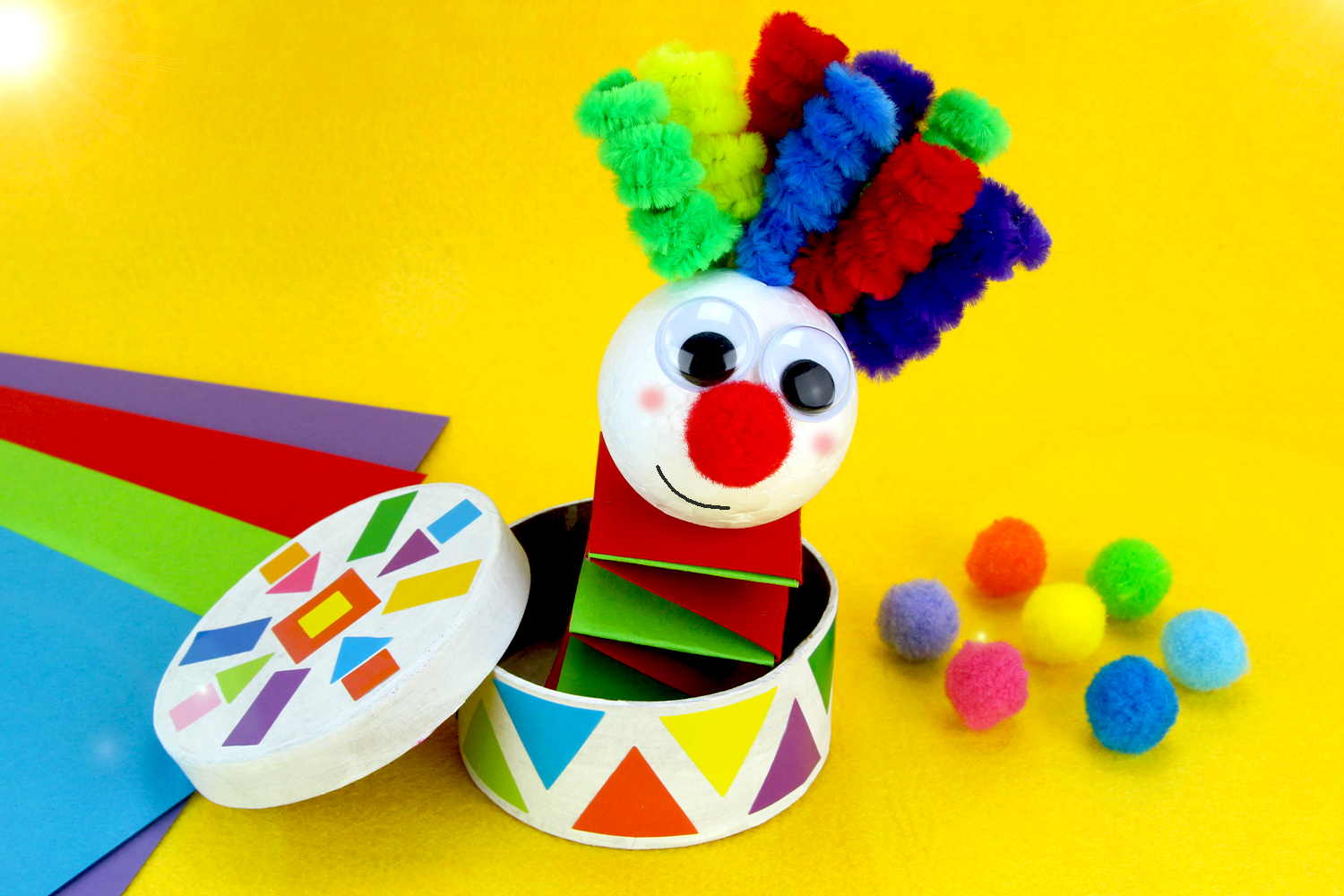 KIT Bricolage carnaval Clown en gommettes et pompons - Loisirs