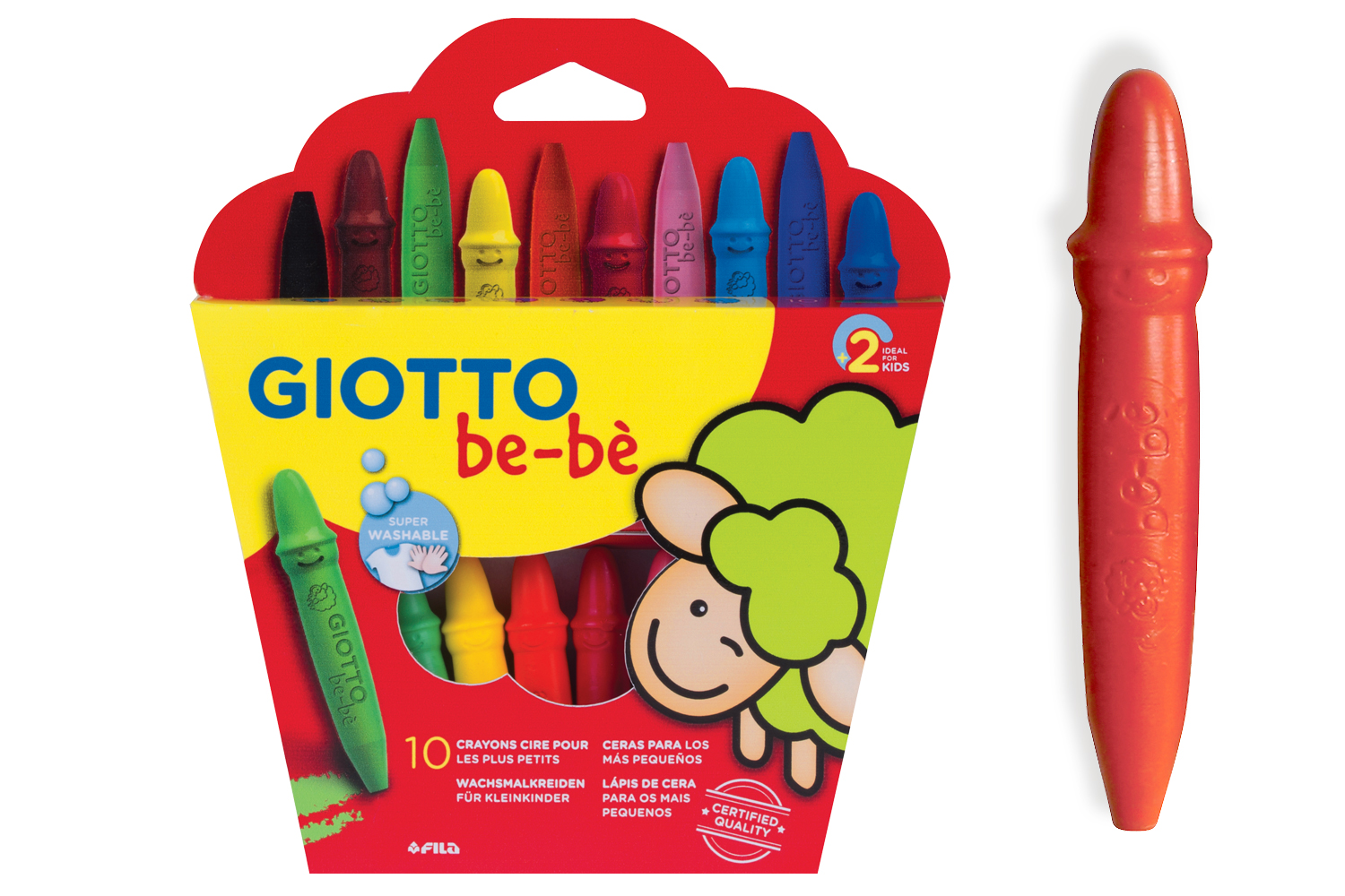 Crayons cire Giotto Bé-bé + taille-crayons - Crayons cire - 10 Doigts