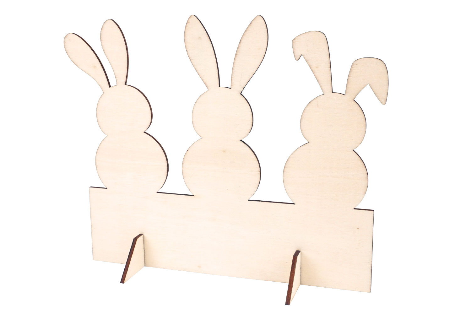 Lapin assis en bois compresser à poser - 12x18cm - Décoration de Pâques