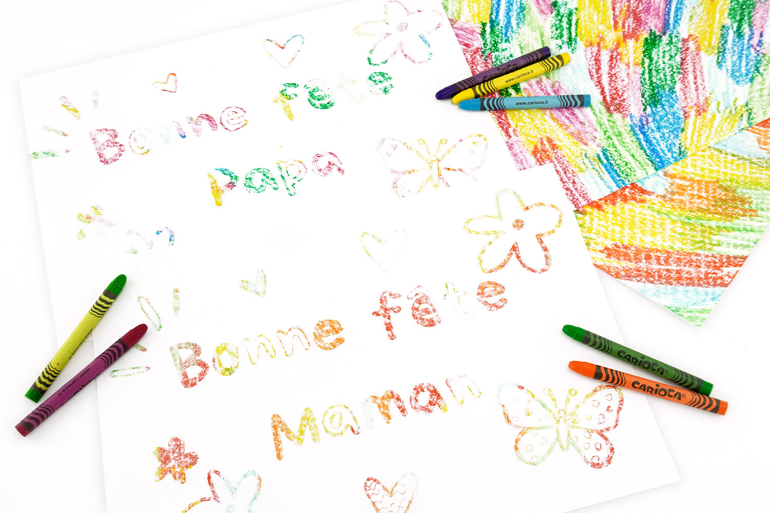 Transfert aux crayons de cire - Fête des parents