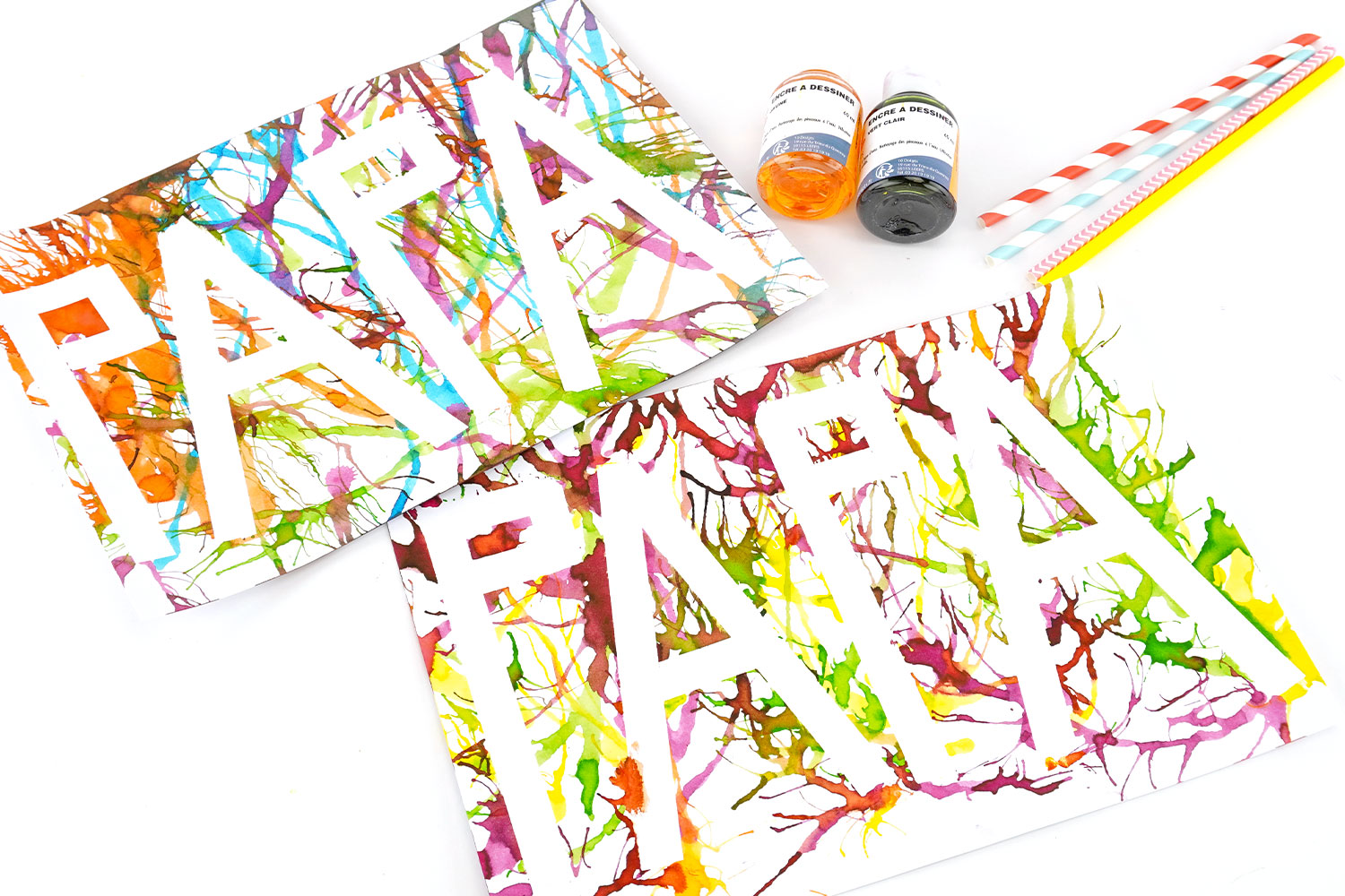 Fête des pères - Technique de la peinture soufflée