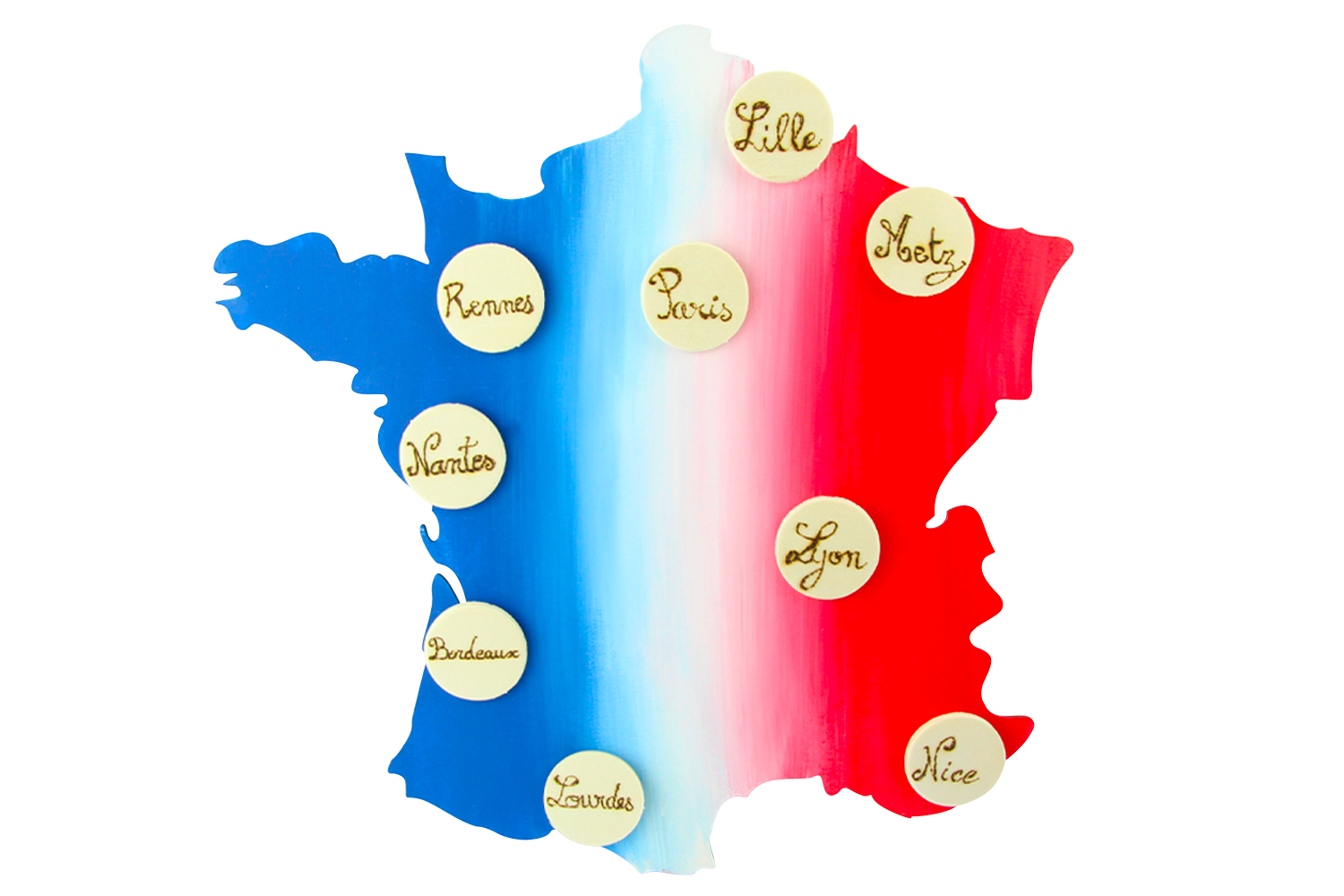 Carte de France en bois - Supports plats - 10 Doigts