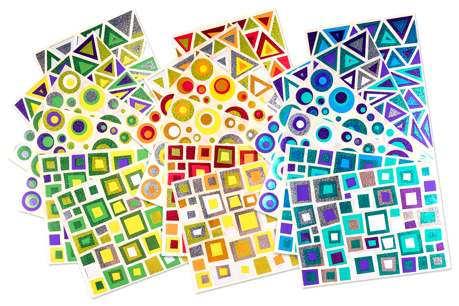 GOMMETTES GÉOMÉTRIQUES Assortiment de 9 formes et 8 couleurs