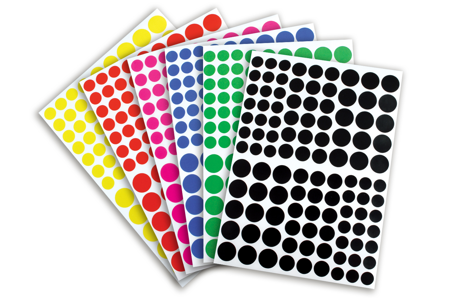 18 maxi gommettes rondes couleurs chaudes Ø 3 et 4cm