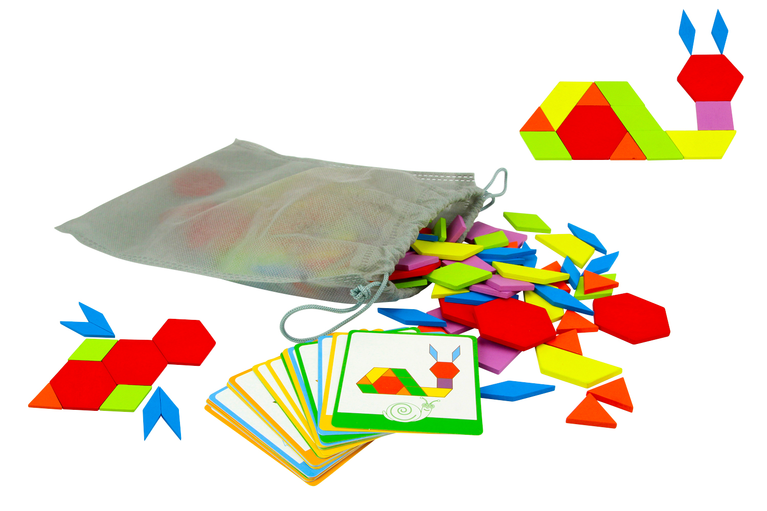 Puzzle 3D en bois coloré éducatif pour enfants - Tangram et jeu de mat –  Montessori Facile