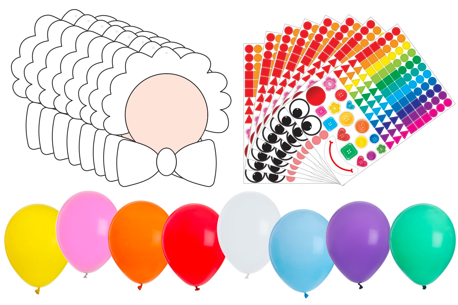 Kit ballons animaux à décorer - 8 ballons - Ballons, guirlandes, serpentins  - 10 Doigts