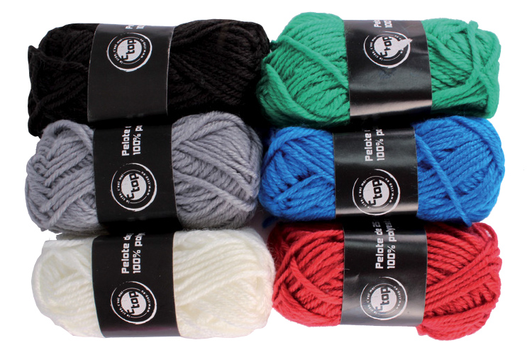 Pelotes de fil à tricoter- 6 couleurs classiques - Tricot, Laine - 10 Doigts
