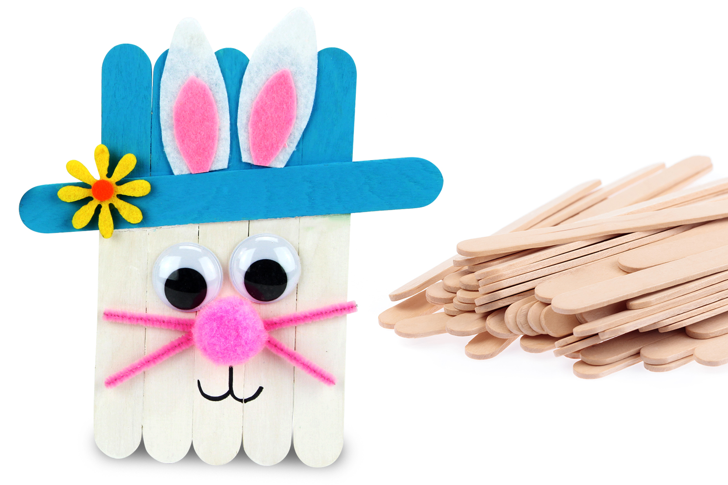 Lapin de Pâques avec des bâtonnets en bois - Tutos Pâques - 10 Doigts