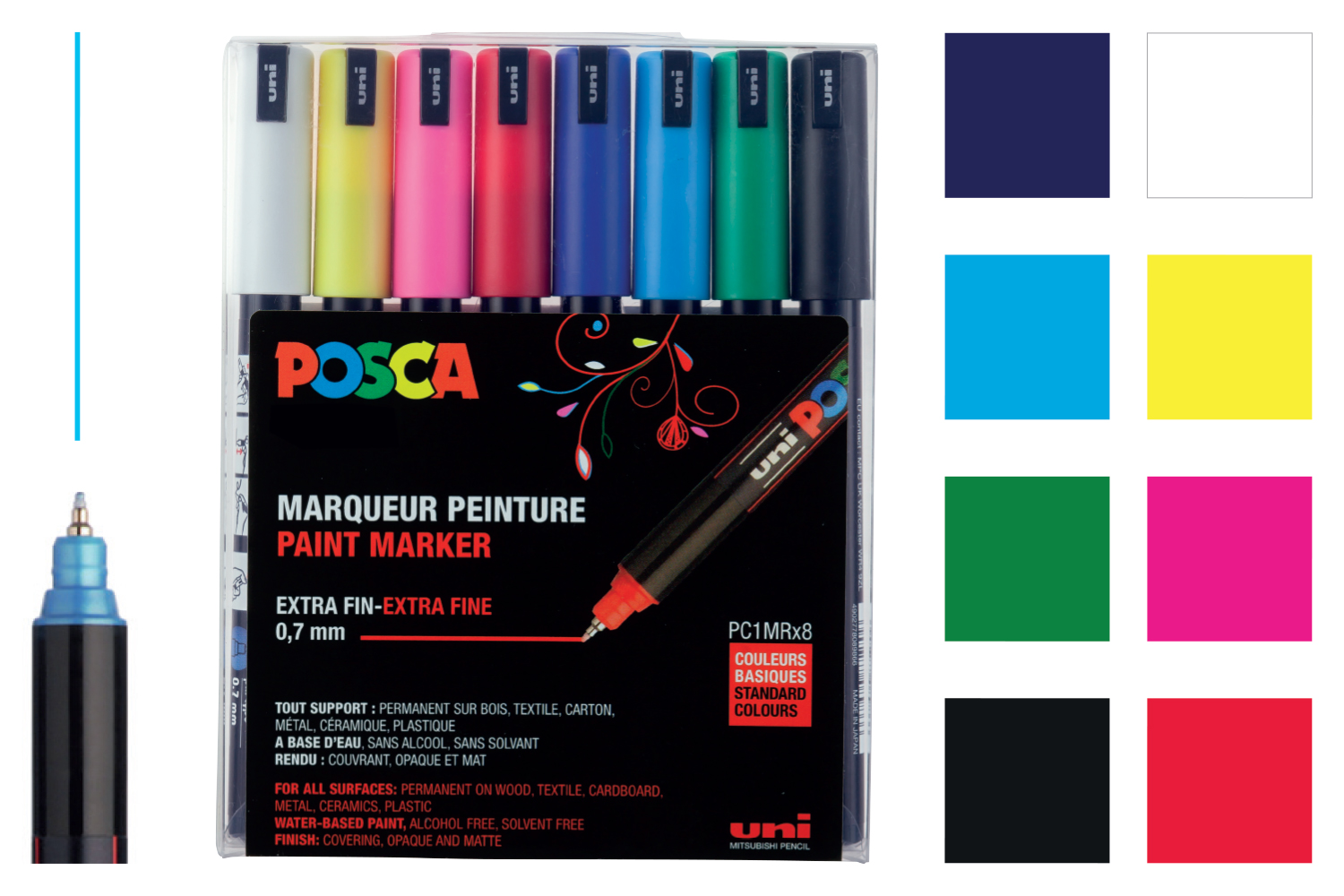 Marqueurs POSCA Pointes fines - 8 couleurs pastel - Marqueur POSCA