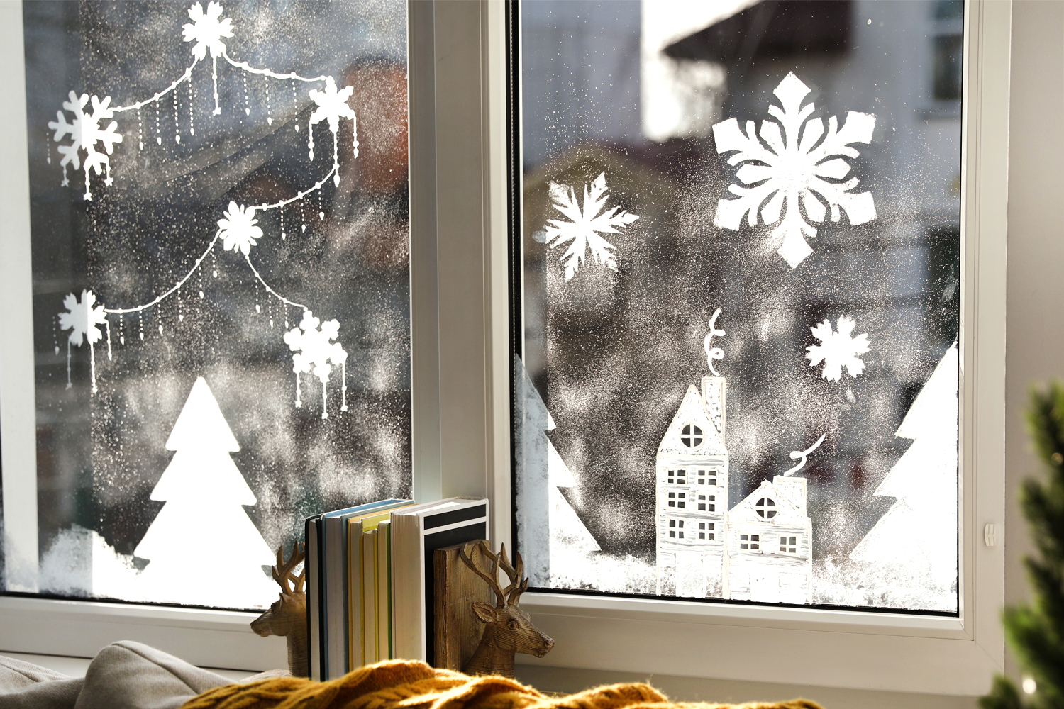  Dessins de Noël sur les vitres : Avec 1 feutre craie