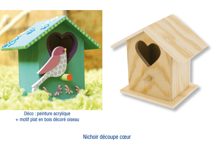 Nichoir à Oiseaux à Poser En Bois Avec Découpe Coeur