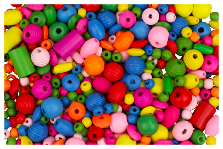 Perles en bois couleurs et formes assorties - Perles Bois - 10 Doigts