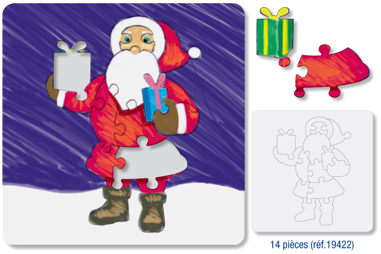 Puzzle 14 Pieces A Colorier Pere Noel Puzzles A Colorier