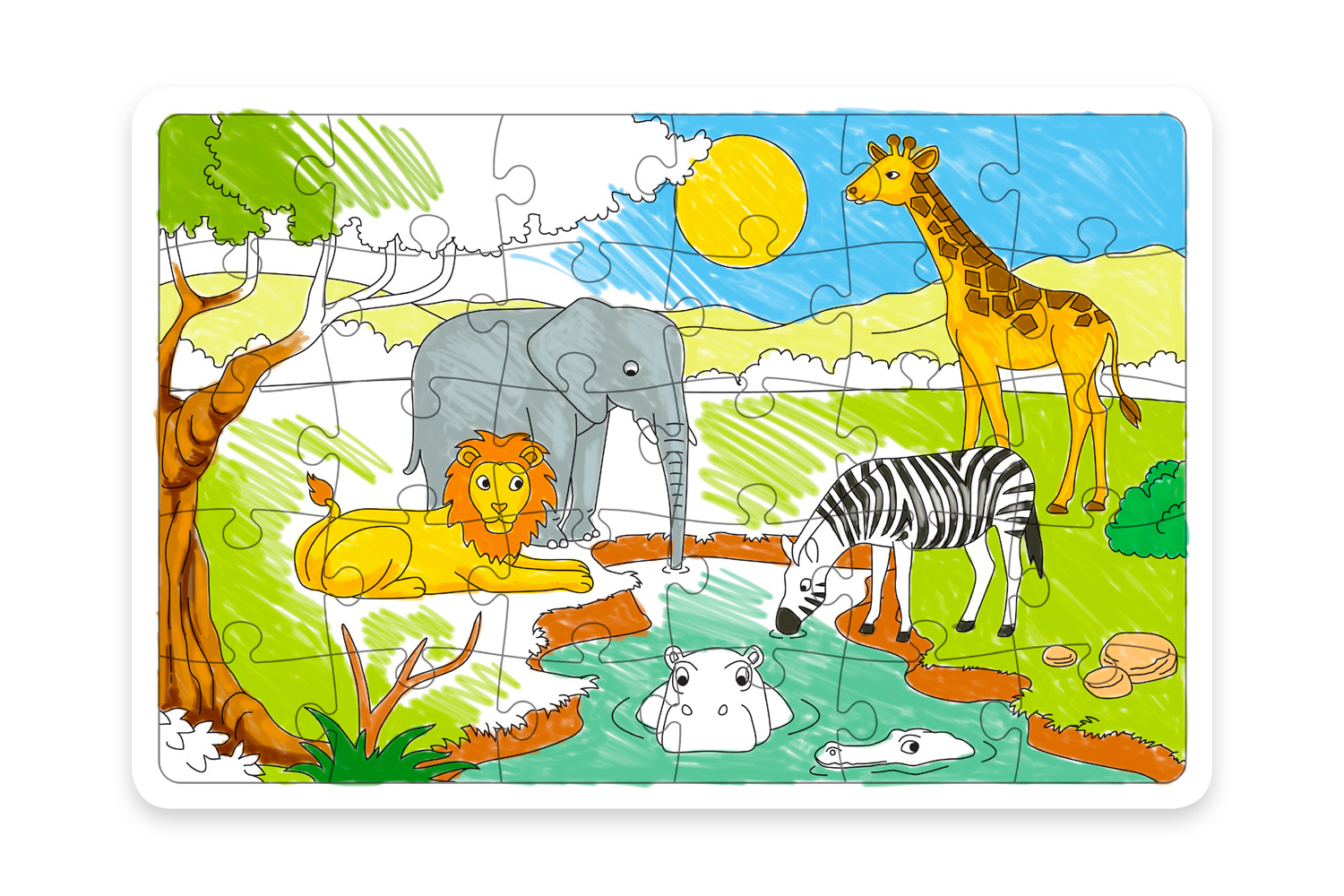 Mon premier livre-puzzle : les animaux de la savane & les animaux