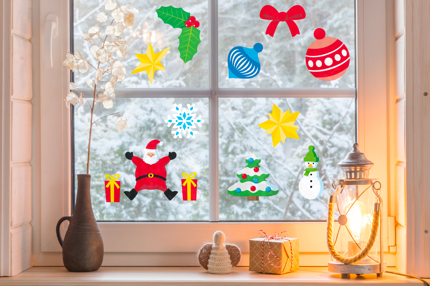 Stickers de Noël vitrostatiques pour fenêtres - 99 stickers