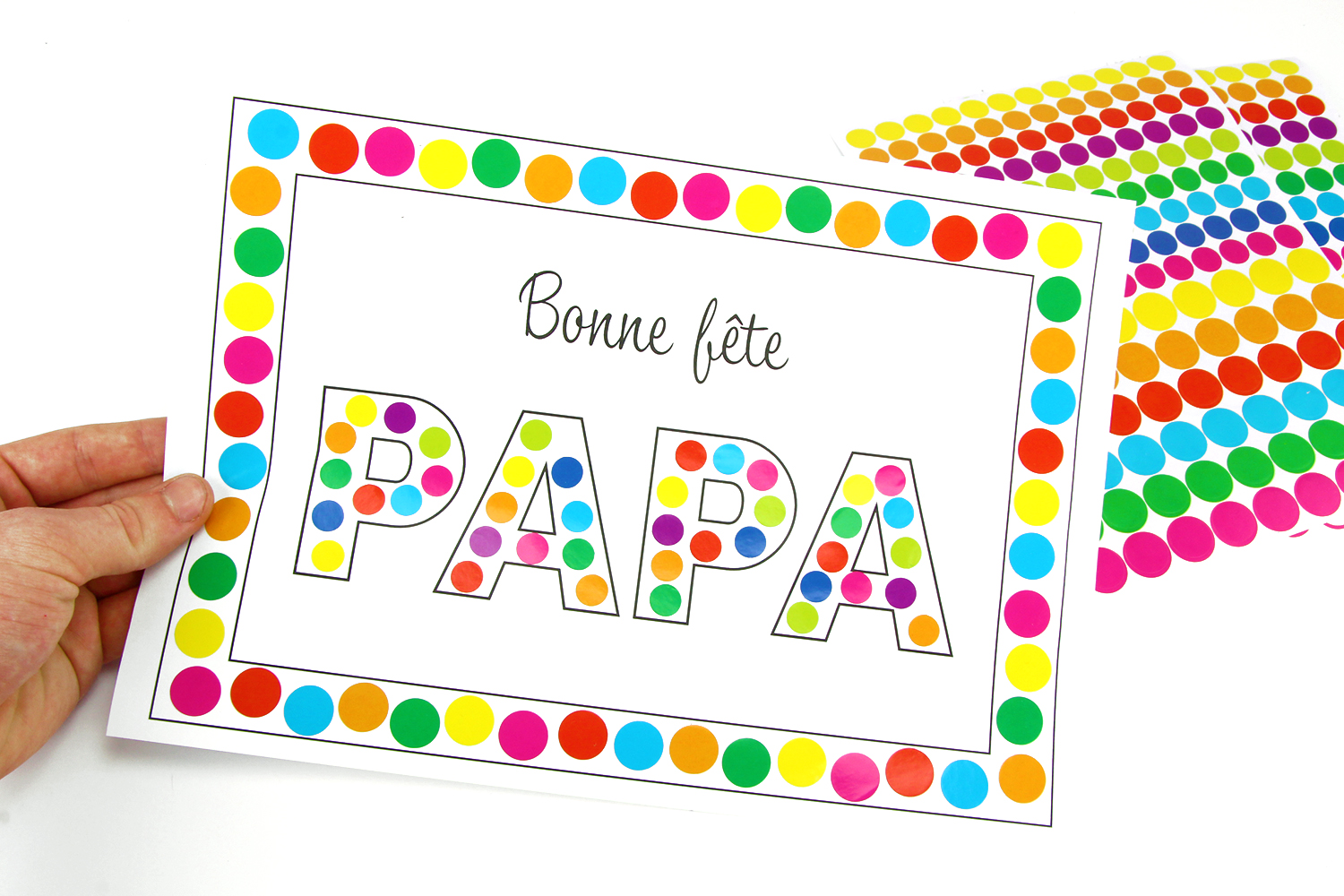 Tableau gommettes - Bonne fête papa/papi - Tutos Fête des Pères - 10 Doigts