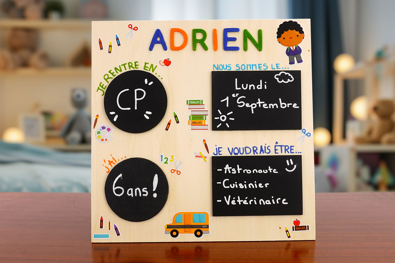 Pancarte rentrée scolaire personnalisée