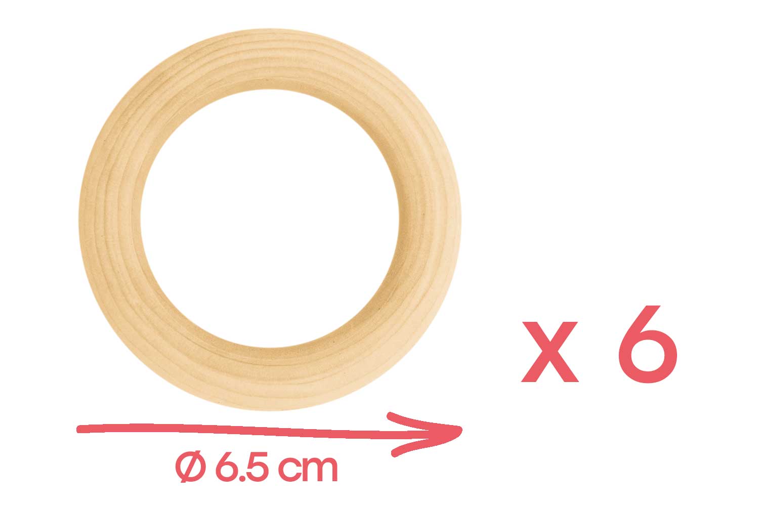 Pqt. 9 anneaux en bois - 3,5 cm