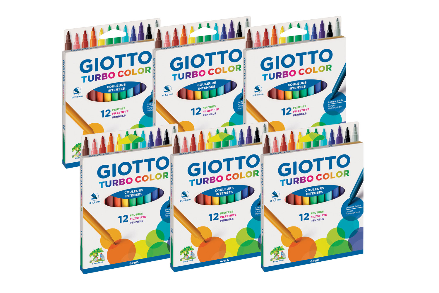 Giotto Turbo Color - 12 Feutres - pointe moyenne