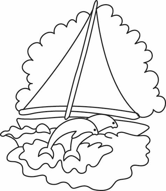 Coloriage tableau bateau sur l'eau