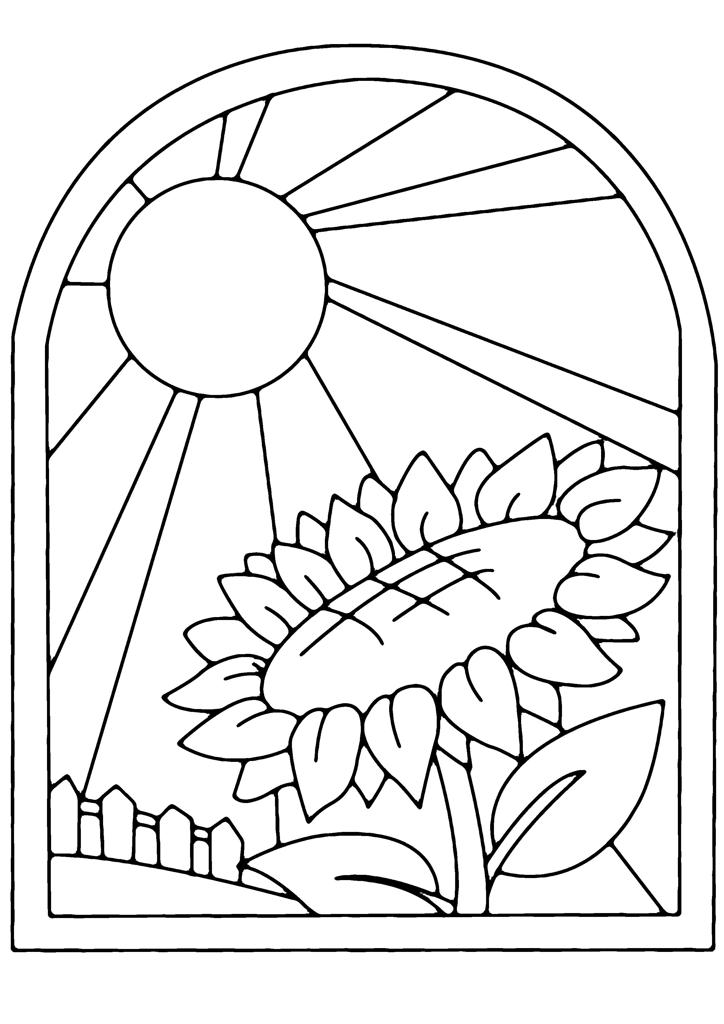 Coloriage - Coloriages fleurs, fruits et légumes : Tournesol 01 - 10 Doigts